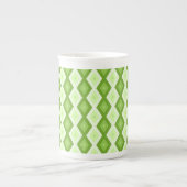 Chartreuse green diamond pattern ボーンチャイナマグカップ (正面)