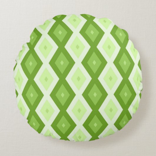 Chartreuse green diamond pattern ラウンドクッション (正面)