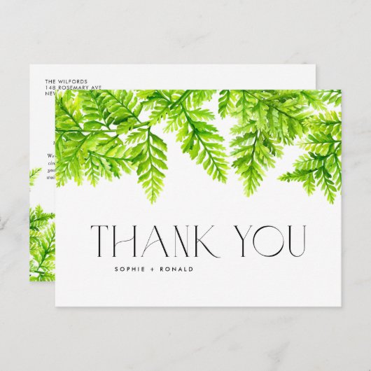 Chartreuse Green Phends 結婚's Thank You ポストカード (正面/裏面)