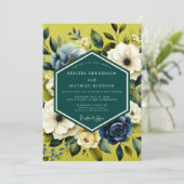Chartreuse Indigo Bloom Wedding 招待状 (スタンド正面)