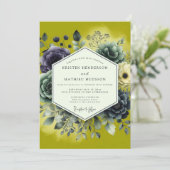 Chartreuse Lush Botanical Wedding 招待状 (スタンド正面)