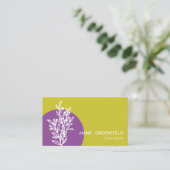 Chartreuse Purple Greenery Line Art Business Card 名刺 (スタンド正面)