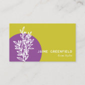 Chartreuse Purple Greenery Line Art Business Card 名刺 (正面)
