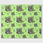 Chartreuse Striped Clover Shoes St. Patrick Day ラッピングペーパー (フラット)