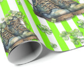 Chartreuse Striped Clover Shoes St. Patrick Day ラッピングペーパー (ロールコーナー)