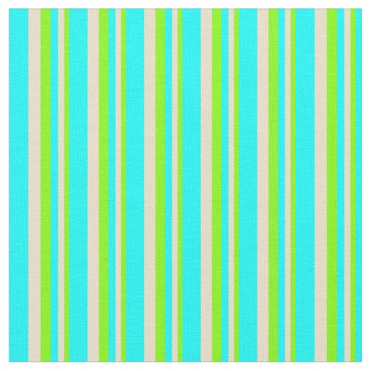 Chartreuse、Tan、およびCyan Lined/ストライプのPattern ファブリック (クローズアップ)