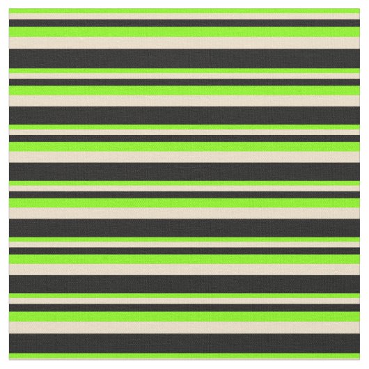Chartreuse、Tan、Black Lines ファブリック (クローズアップ)