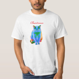 Chartreux猫のネオンのTシャツ Tシャツ