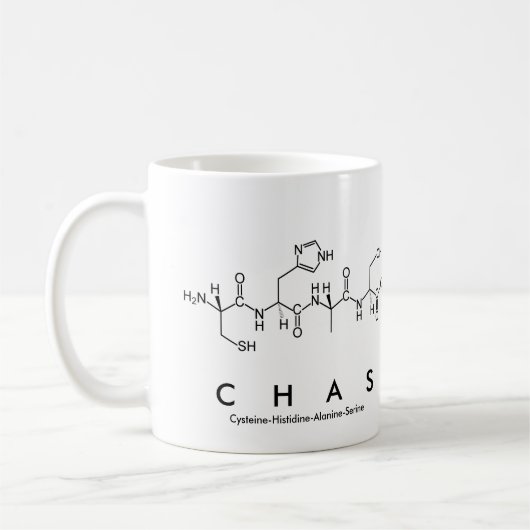 Chasペプチド名mug コーヒーマグカップ (左)