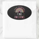 Chase Rainbows Find Unicorns 楕円形シール (バッグ)