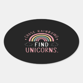 Chase Rainbows Find Unicorns 楕円形シール