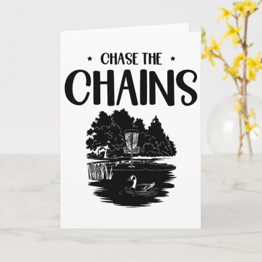 Chase The Chains Disc Golf Frisbee Art  カード (黄色い花)