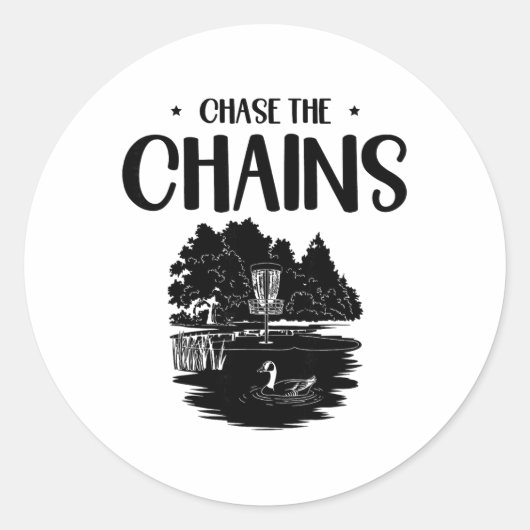 Chase The Chains Disc Golf Frisbee Art  ラウンドシール (正面)