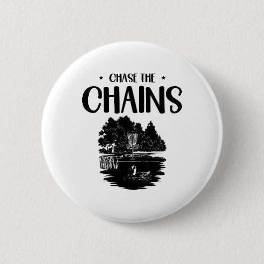 Chase The Chains Disc Golf Frisbee Art  缶バッジ (正面)