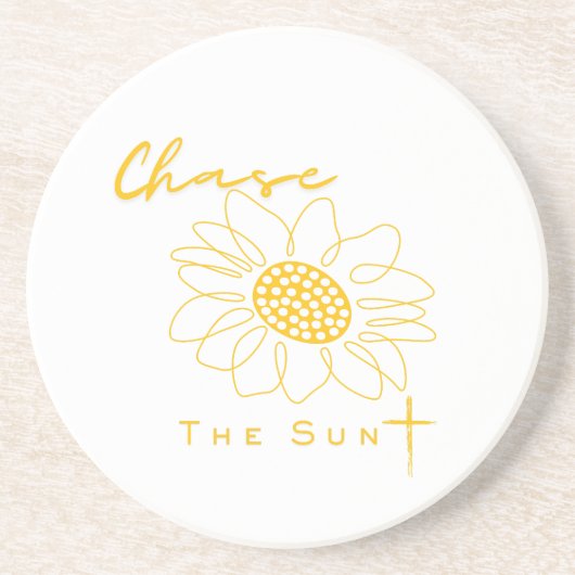 "Chase the Sun" ひまわり 石製 コースター (正面)
