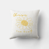 "Chase the Sun" Sunflower Outdoor Throw Pillow クッション (裏面)