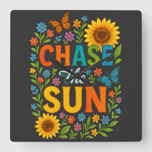 Chase the sun Wall Clock スクエア壁時計 (正面)