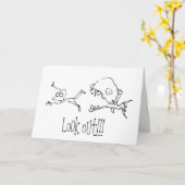 Chased by Shark Cartoon Happy Birthday Card カード (黄色い花)