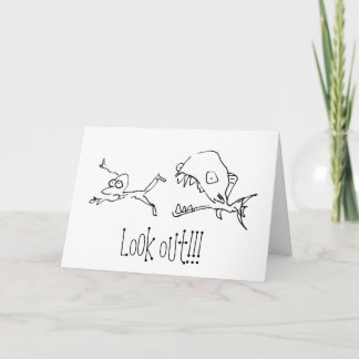 Chased by Shark Cartoon Happy Birthday Card カード