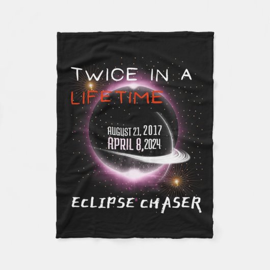 Chaser 太陽の Eclipse 2024おもしろいがライフタイムで2回 フリースブランケット (正面)