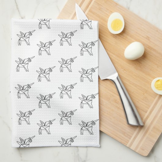 Chasinのユニコーンの幾何学的な水晶ユニコーンパターン キッチンタオル (四つ折り)