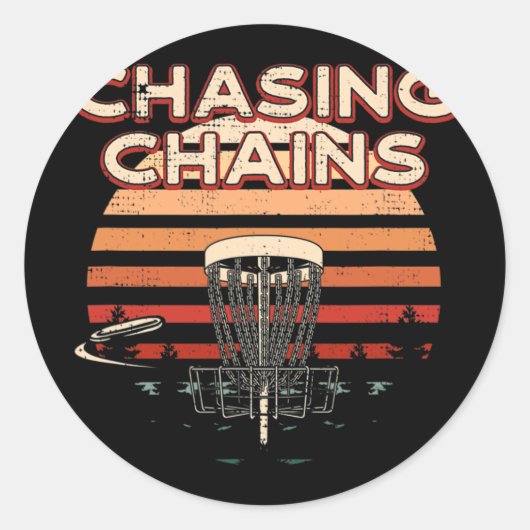 Chasing Chains Disc Golf Hobby Disc Golfer Pastime ラウンドシール (正面)