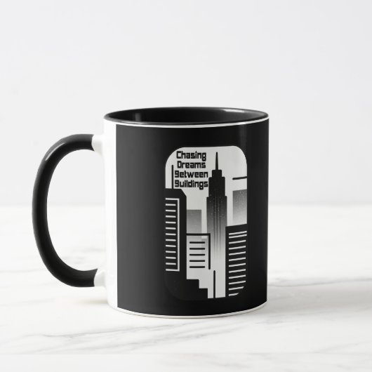 Chasing Dreams Between Buildings Urban Design マグカップ (左)