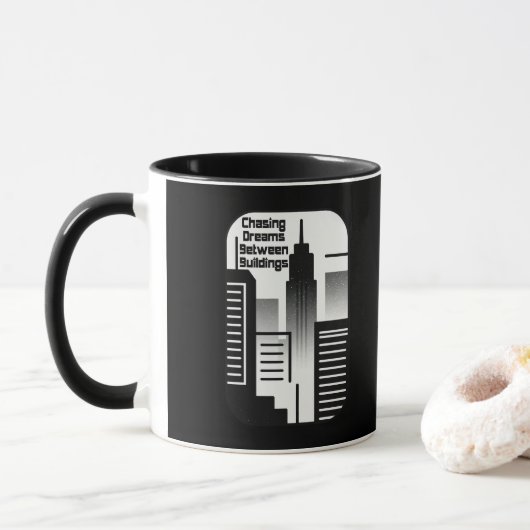 Chasing Dreams Between Buildings Urban Design マグカップ (ドーナツ)