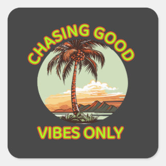 Chasing Good Vibes Only -レトロサンセットシール スクエアシール