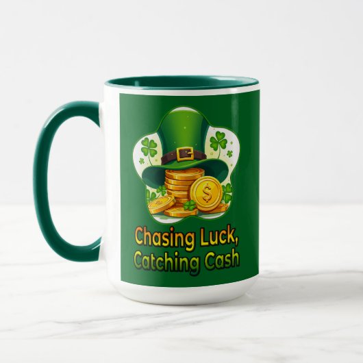 Chasing Luck Catching Cash St Patrick’s - caneca マグカップ (左)