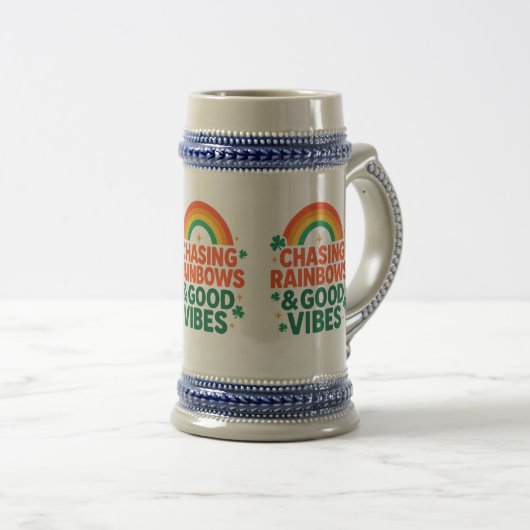 Chasing Rainbows & Good Vibes Mug ビールジョッキ (正面右)