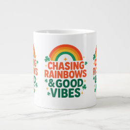 Chasing Rainbows & Good Vibes St. Paddy’s Day ジャンボコーヒーマグカップ