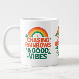 Chasing Rainbows & Good Vibes St. Paddy’s Day ジャンボコーヒーマグカップ