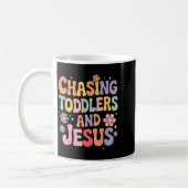 Chasing Toddlers And Jesus  コーヒーマグカップ (左)
