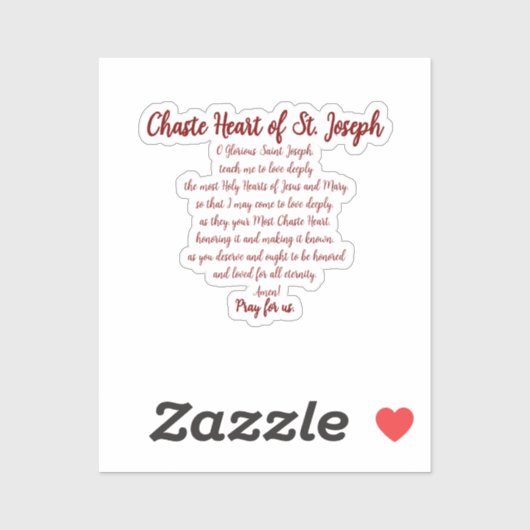 Chaste Heart Prayer Vinyl Sticker シール (シート)
