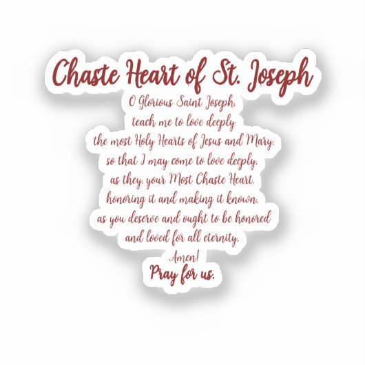 Chaste Heart Prayer Vinyl Sticker シール (正面)