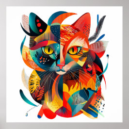 Chat abstrait coloré 🐱🎨 ポスター