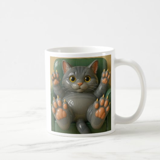 Chat allongé sur le dos コーヒーマグカップ (右)