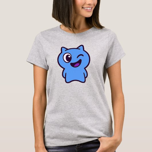 Chat bleu cartoon minimaliste rigolo. tシャツ (正面)