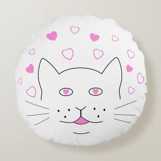 Chat cœur ラウンドクッション (正面)