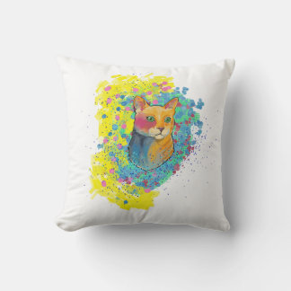 chat coloré クッション
