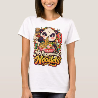 Chat gourmand en mode détente noodles tシャツ