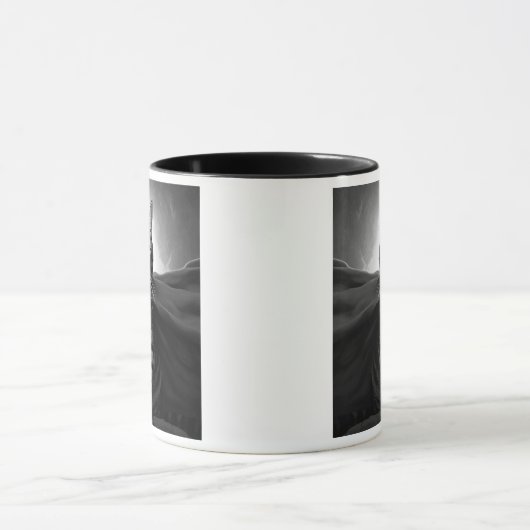 Chat héroïque avec cape et chaton. マグカップ (中央)