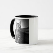 Chat héroïque avec cape et chaton. マグカップ (正面左)