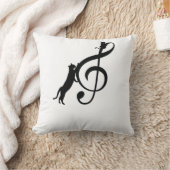 Chat Noir Drôle Note Musique クッション (ブランケット)