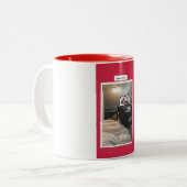 chat noir et blanc sur tasse rouge ツートーンマグカップ (正面左)