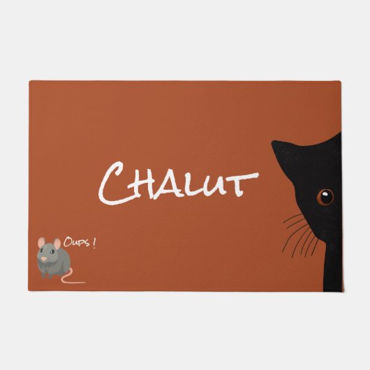 chat noir et souris ドアマット (正面)