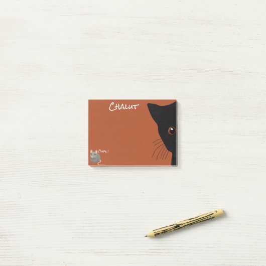 chat noir et souris ポストイット (デスク上)