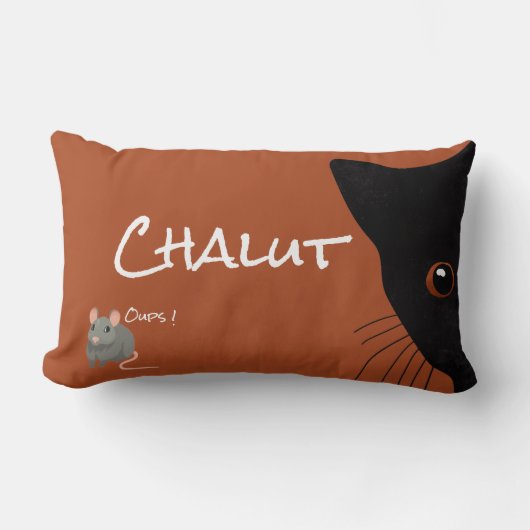 chat noir et souris ランバークッション (正面)