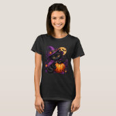 Chat Noir Halloween Kawaii – Sorcière, Citrouille Tシャツ (正面フル)